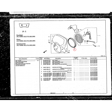 GOMA DE FARO HONDA XL 125