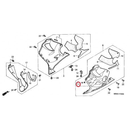 CARENADO INFERIOR IZQUIERDO HONDA CBR600F